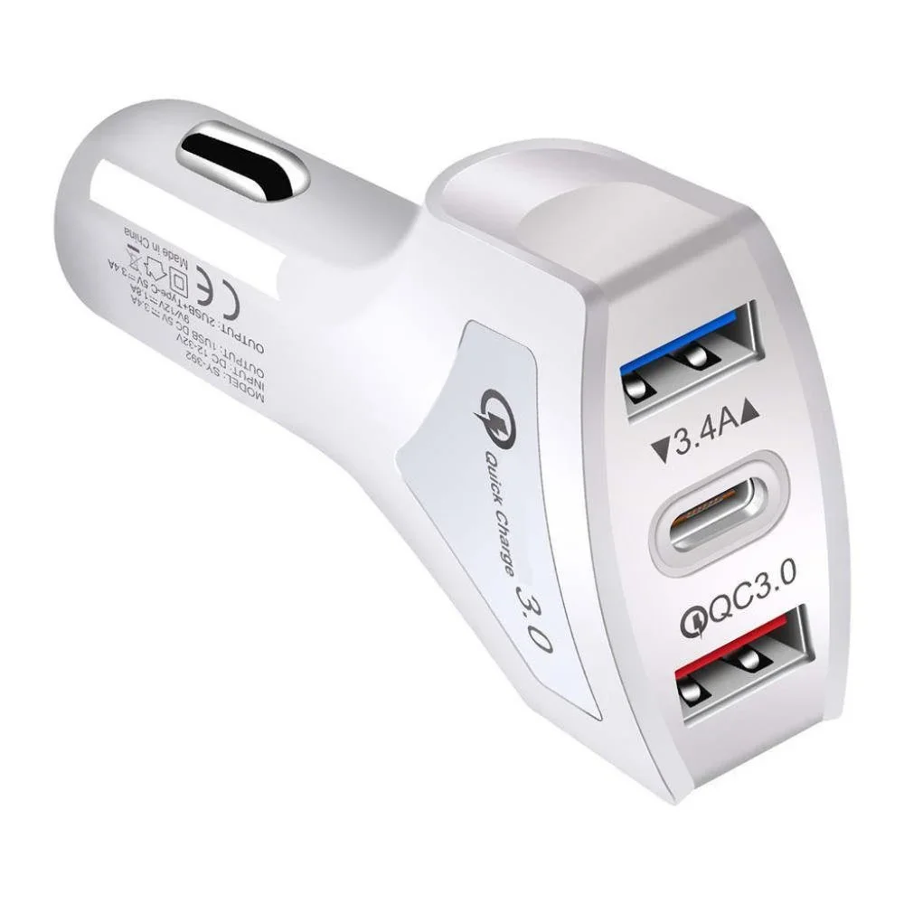 Fast Car Charger Type C PD Port, QC 3.0 Quick Charge Port Triple Ports, Fast